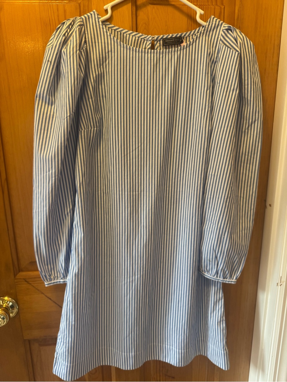NWT Vineyard Vines Puff Sleeve Poplin Striped Long Sleeve Dress XS Small